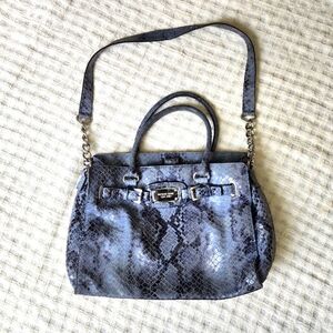 Michael Kors Purse Large Tote Shiny Snakeskin Leather Shoulder Bag Crossbody